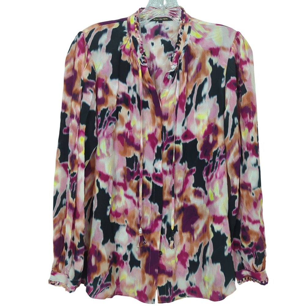 Kobi Halperin Mabel abstract Floral art career soft elegant silk blouse size S